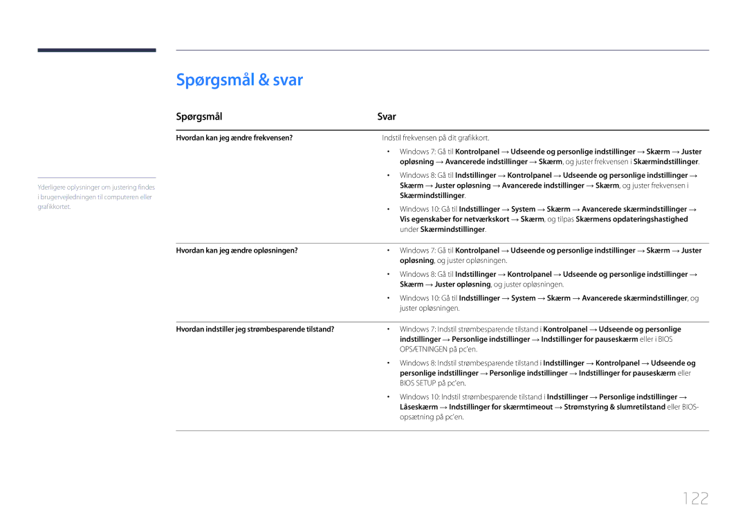 Samsung LH40DCEMLGC/EN, LH75EDEPLGC/EN, LH40DCEPLGC/EN, LH48DCEPLGC/EN, LH55DCEMLGC/EN Spørgsmål & svar, 122, Spørgsmål Svar 