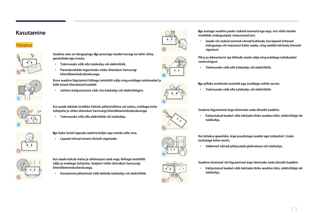 Samsung LH48DCEPLGC/EN, LH75EDEPLGC/EN, LH40DCEPLGC/EN, LH65EDEPLGC/EN, LH40DCEMLGC/EN, LH55DCEPLGC/EN manual Kasutamine 