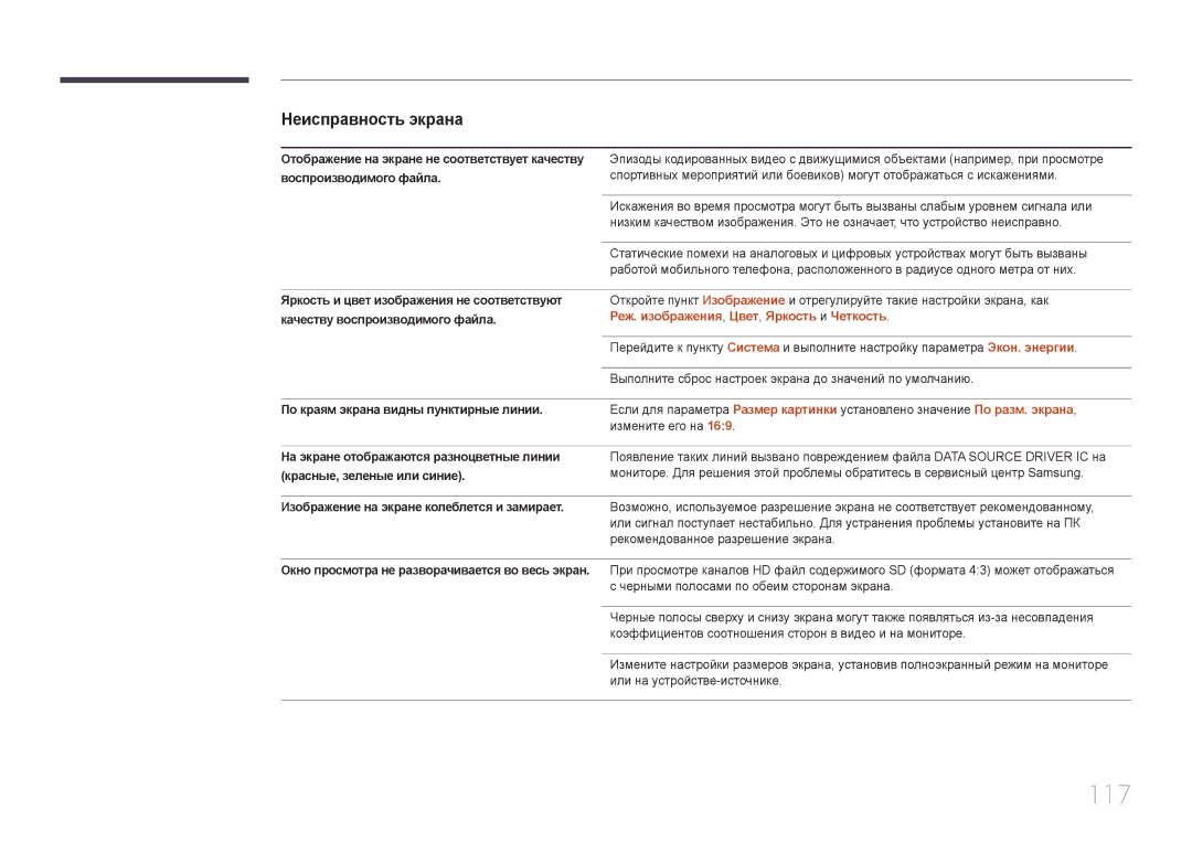 Samsung LH75EDEPLGC/EN, LH40DCEPLGC/EN, LH48DCEPLGC/EN, LH65EDEPLGC/EN manual 117, Реж. изображения, Цвет, Яркость и Четкость 