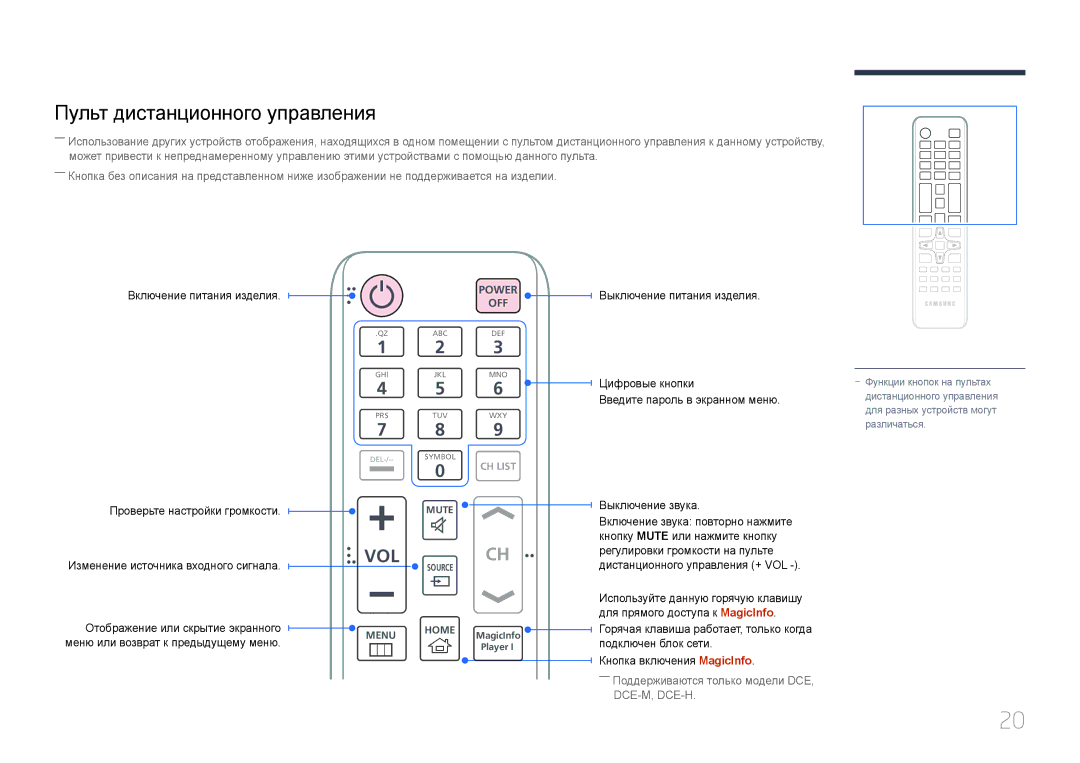 Samsung LH48DCEPLGC/EN, LH75EDEPLGC/EN, LH40DCEPLGC/EN manual Пульт дистанционного управления, Проверьте настройки громкости 