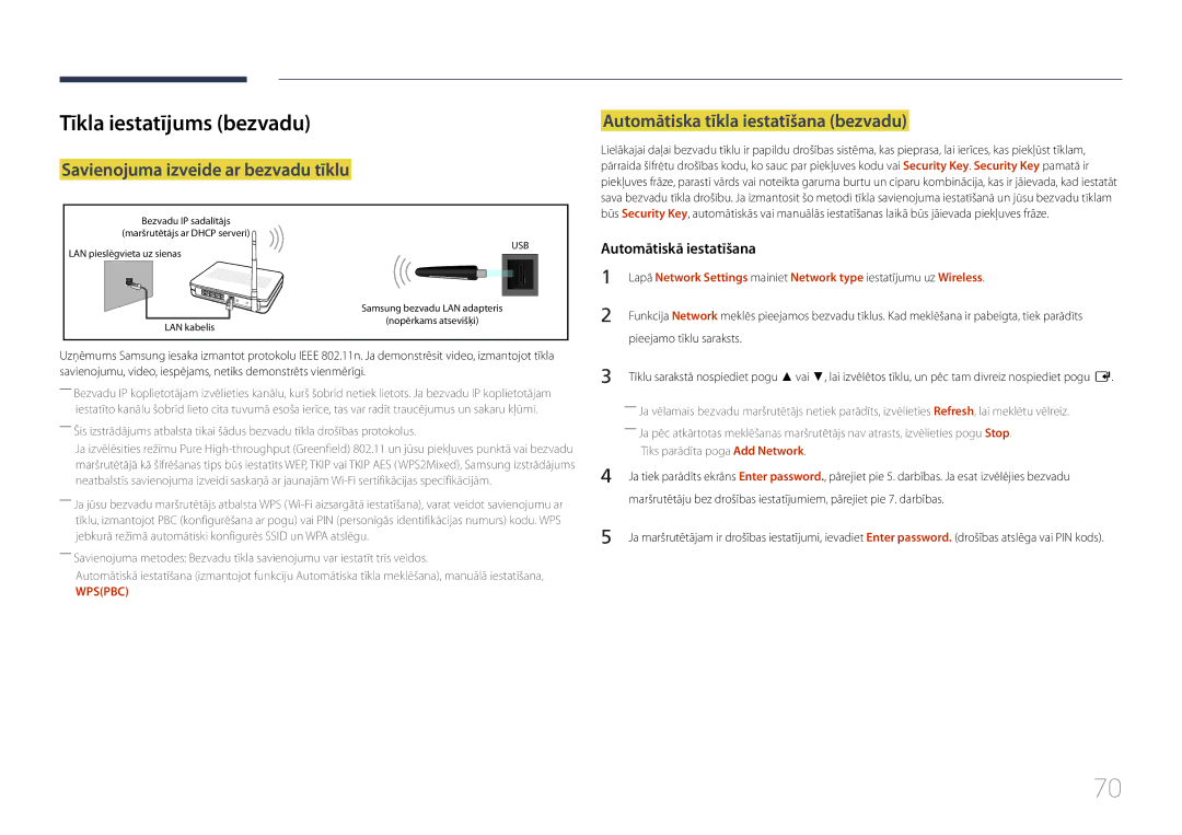 Samsung LH65EMEPLGC/EN, LH75EDEPLGC/EN, LH40DCEPLGC/EN manual Automātiska tīkla iestatīšana bezvadu, Pieejamo tīklu saraksts 