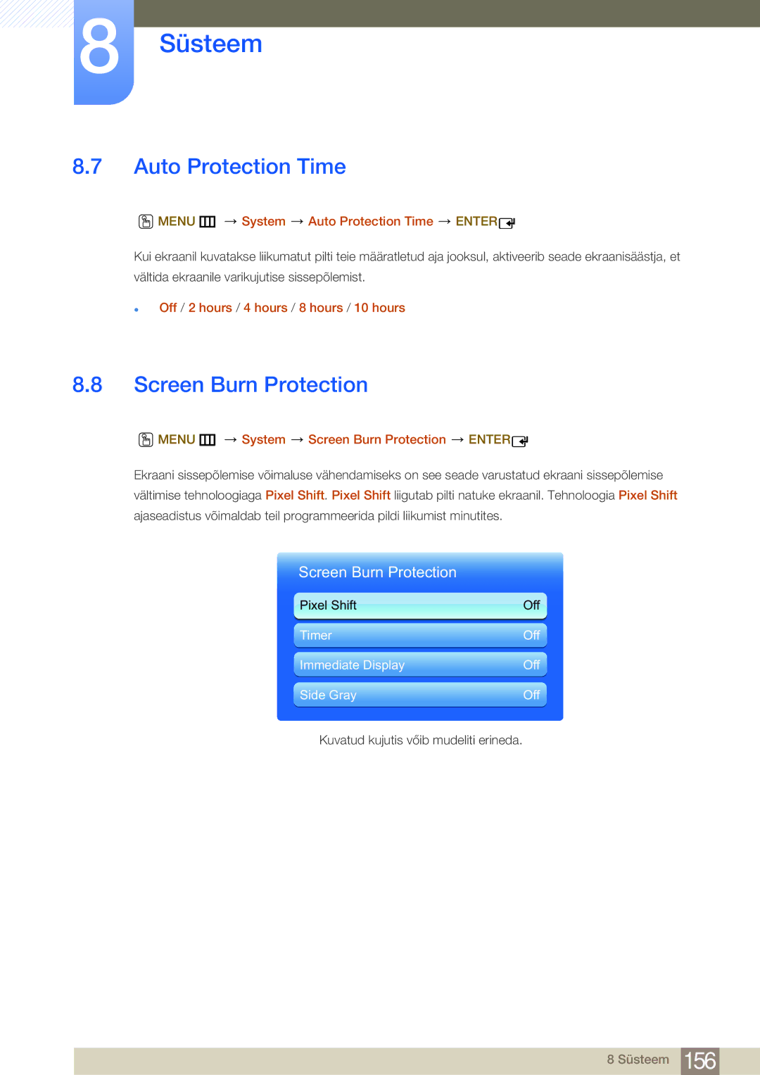 Samsung LH75MEBPLGC/EN manual Screen Burn Protection, Menu m System Auto Protection Time Enter 