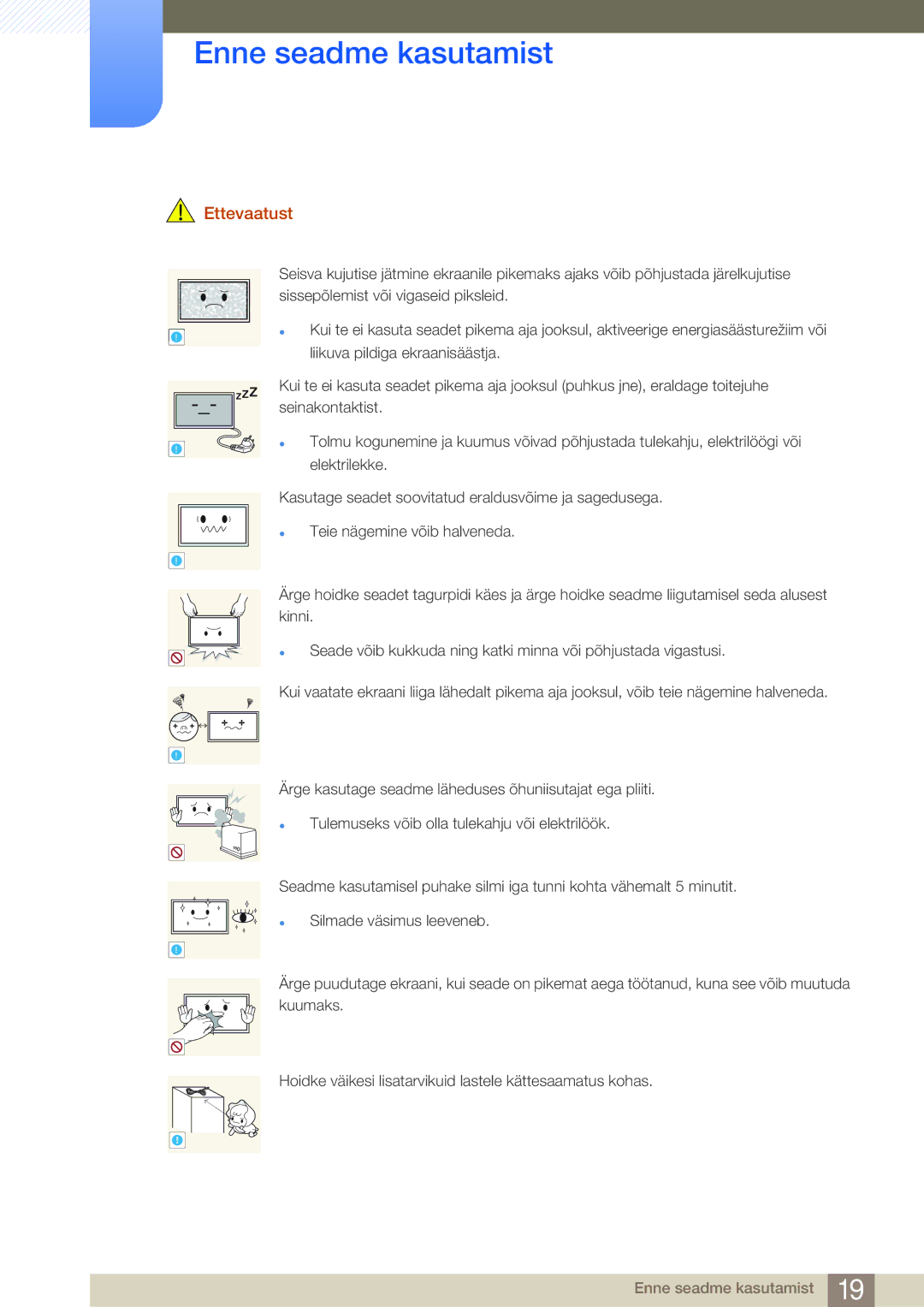 Samsung LH75MEBPLGC/EN manual Ettevaatust 