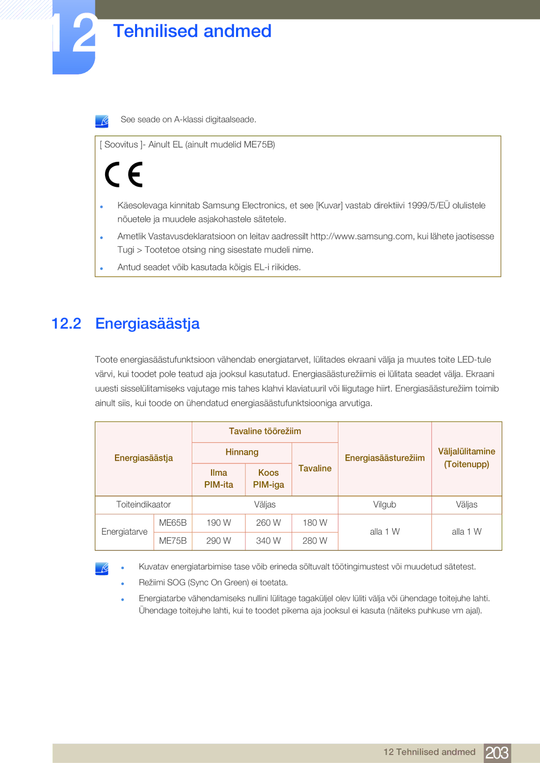 Samsung LH75MEBPLGC/EN manual Energiasäästja 