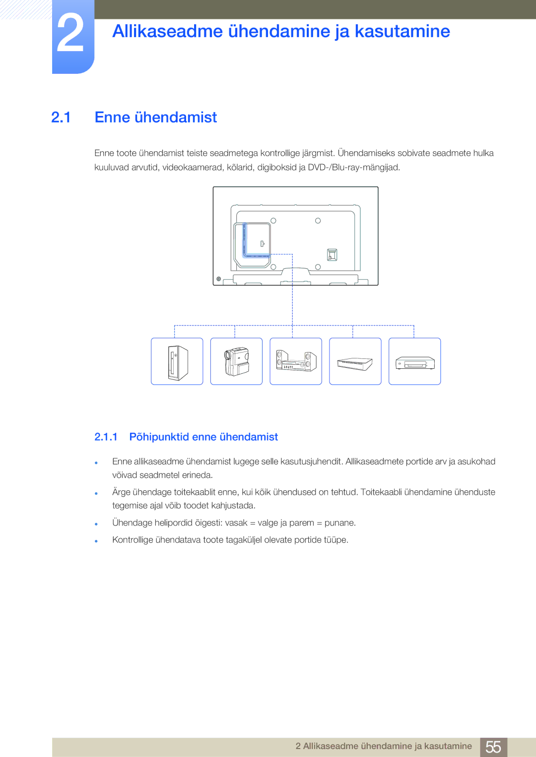 Samsung LH75MEBPLGC/EN manual Allikaseadme ühendamine ja kasutamine, Enne ühendamist, 1 Põhipunktid enne ühendamist 