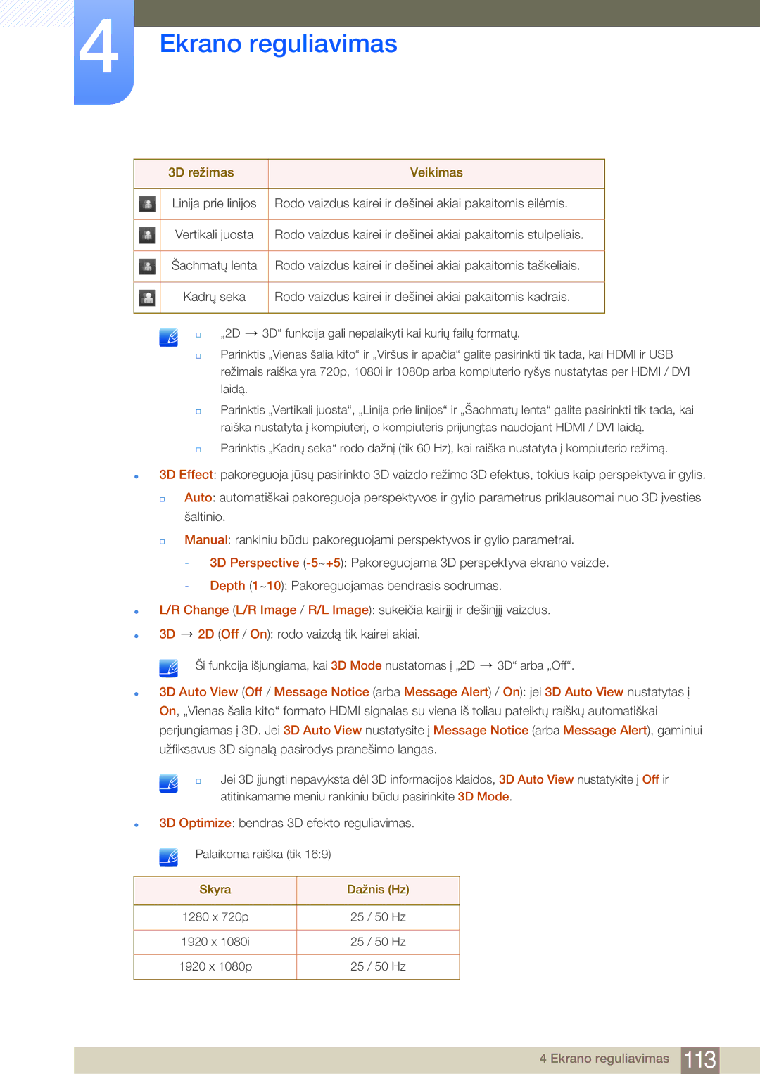 Samsung LH75MEBPLGC/EN manual Skyra Dažnis Hz 