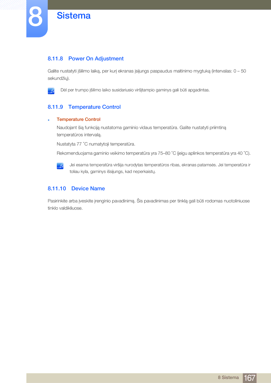 Samsung LH75MEBPLGC/EN manual Power On Adjustment, Temperature Control, Device Name 