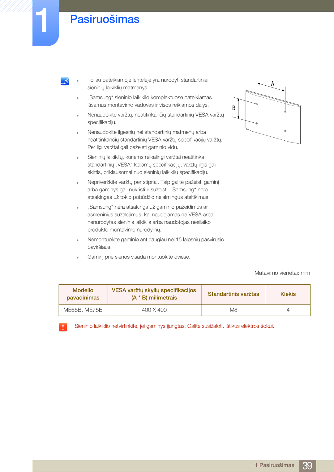 Samsung LH75MEBPLGC/EN manual 400 X 