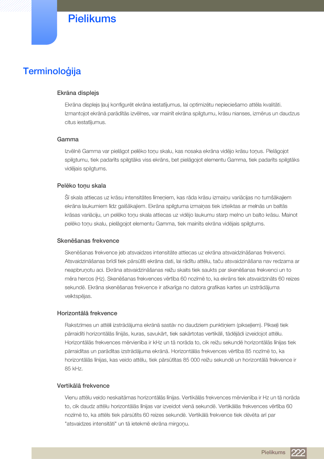 Samsung LH75MEBPLGC/EN manual Terminoloģija, Ekrāna displejs 