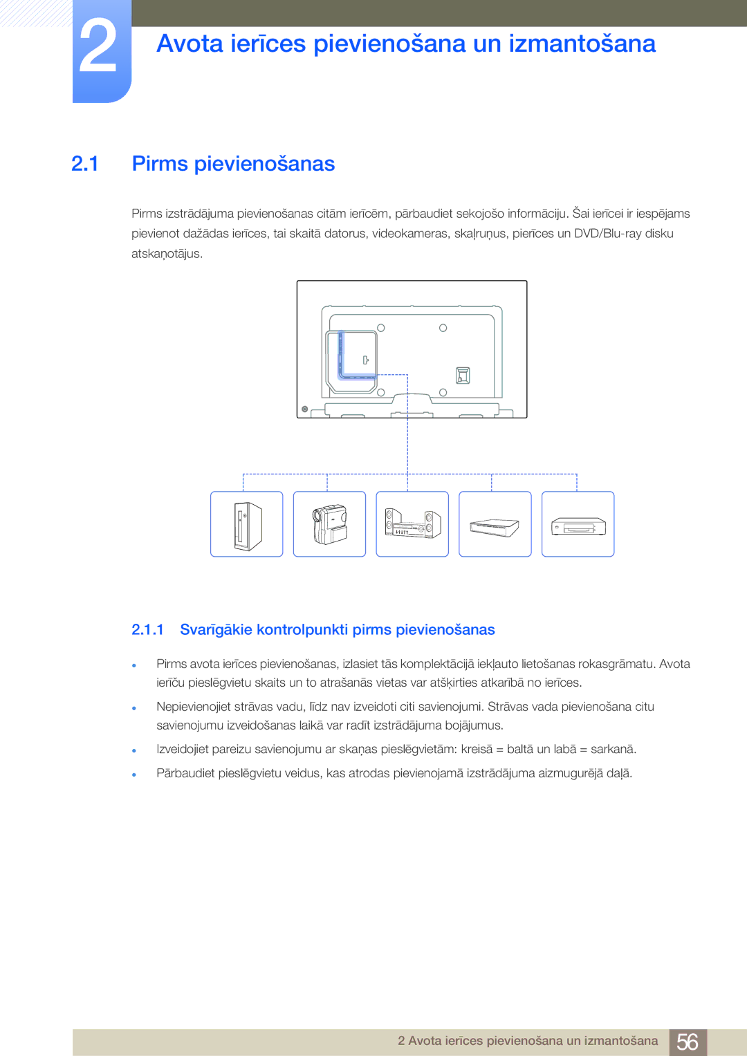 Samsung LH75MEBPLGC/EN manual Avota ierīces pievienošana un izmantošana, Pirms pievienošanas 