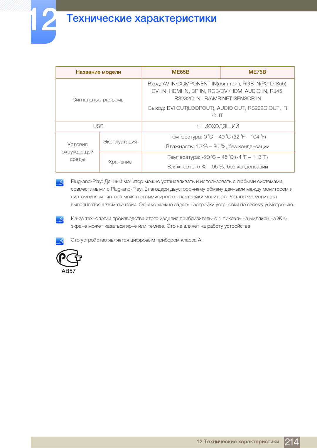 Samsung LH75MEBPLGC/EN manual Out 