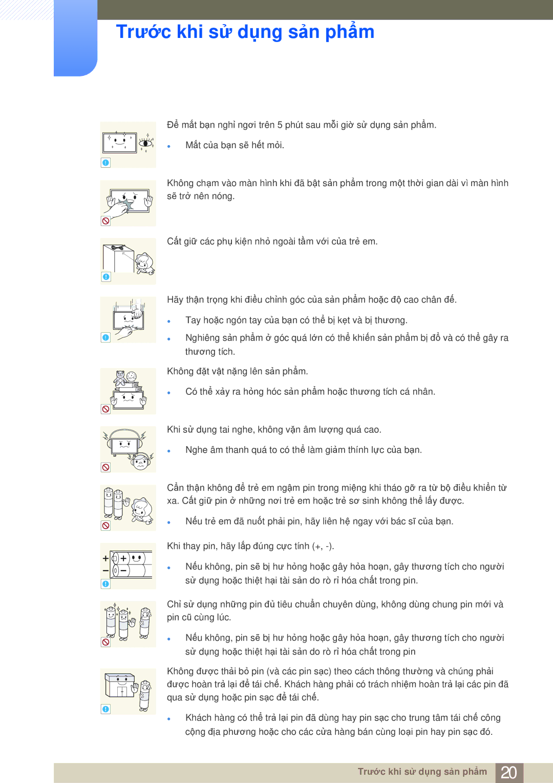 Samsung LH75MEBPLGC/XY, LH65MEBPLGC/XY manual Trước khi sử dụng sản phẩm 