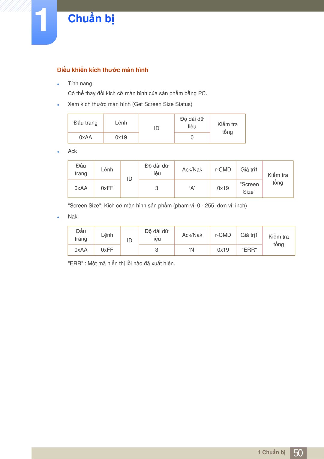 Samsung LH75MEBPLGC/XY, LH65MEBPLGC/XY manual Điều khiển kích thước màn hình 