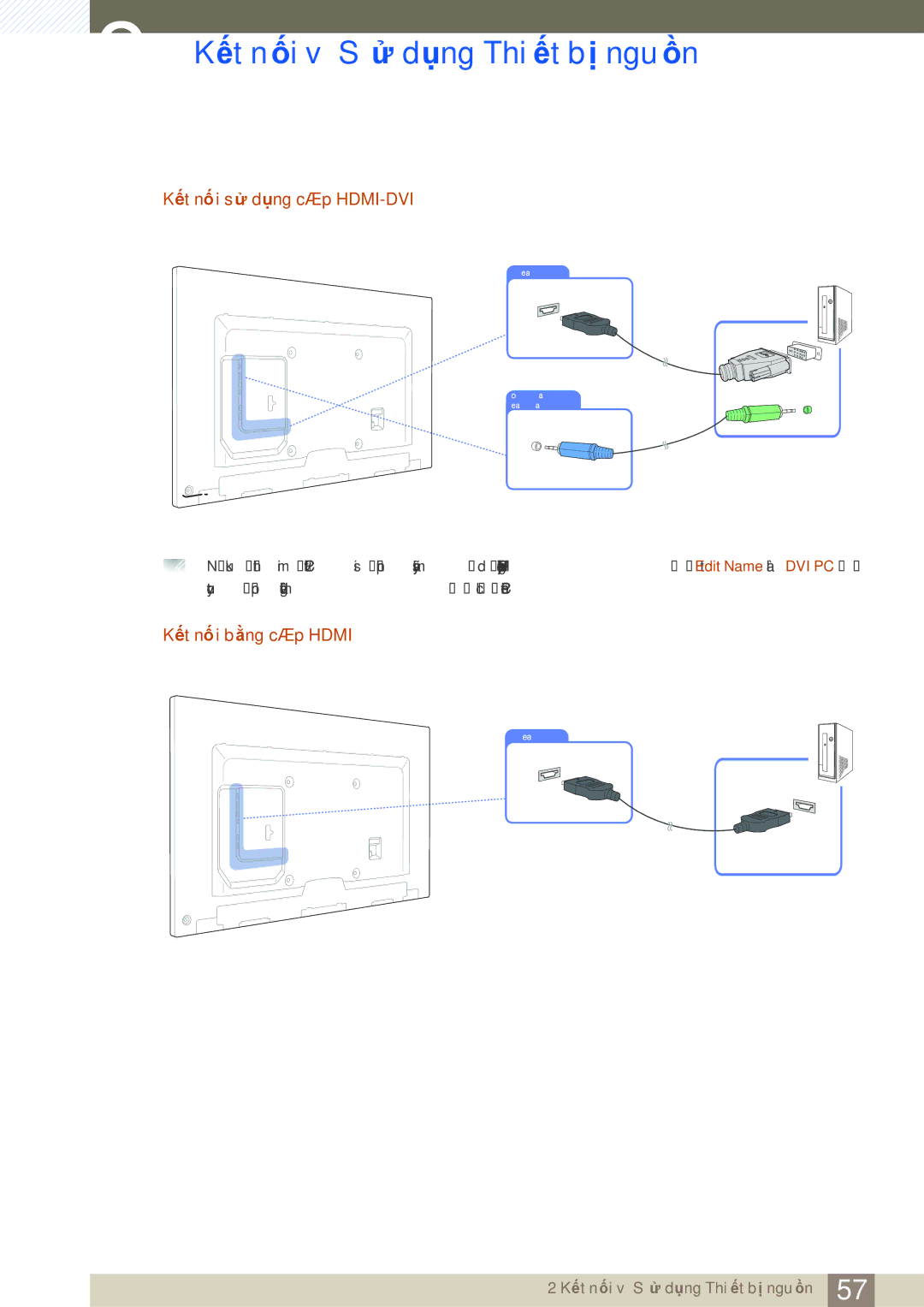 Samsung LH65MEBPLGC/XY, LH75MEBPLGC/XY manual Kết nối sử dụng cáp HDMI-DVI, Kết nối bằng cáp Hdmi 