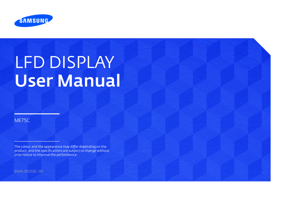 Samsung LH75MECPLGC/UE, LH75MECPLGC/EN, LH75MECPLGC/NG, LH75MECPLGC/XY manual LFD Display 