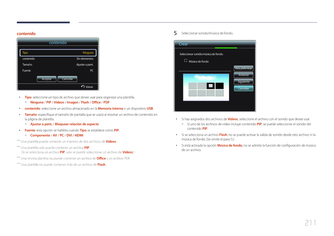 Samsung LH75MECPLGC/EN manual 211, Ajustar a pant. / Bloquear relación de aspecto 