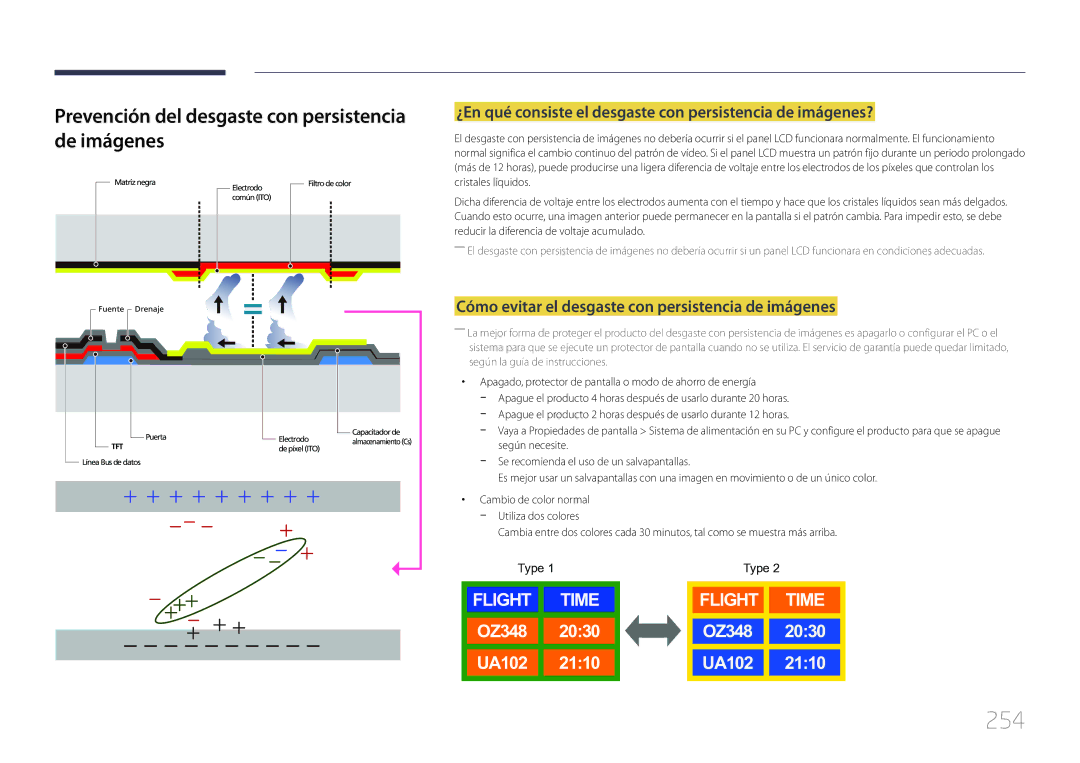 Samsung LH75MECPLGC/EN manual 254, Prevención del desgaste con persistencia de imágenes 