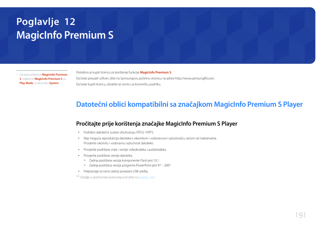 Samsung LH75MECPLGC/EN manual MagicInfo Premium S, 191 