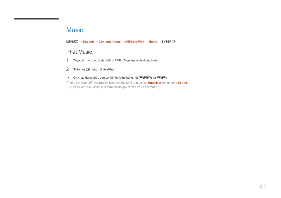 Samsung LH75MECPLGC/XY manual 162, Phát Music 