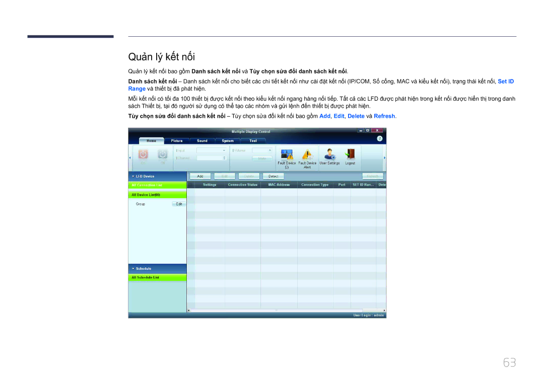 Samsung LH75MECPLGC/XY manual Quản lý kết nối 