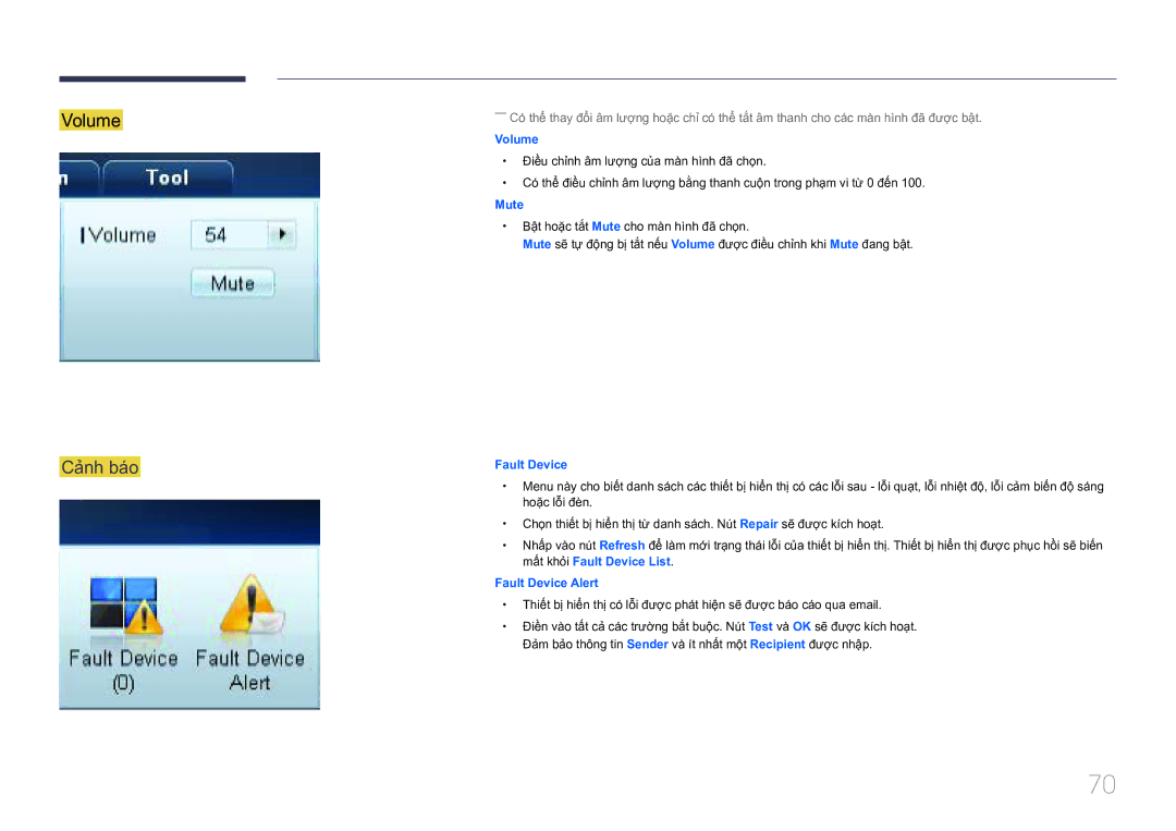 Samsung LH75MECPLGC/XY manual Cảnh báo, Volume 