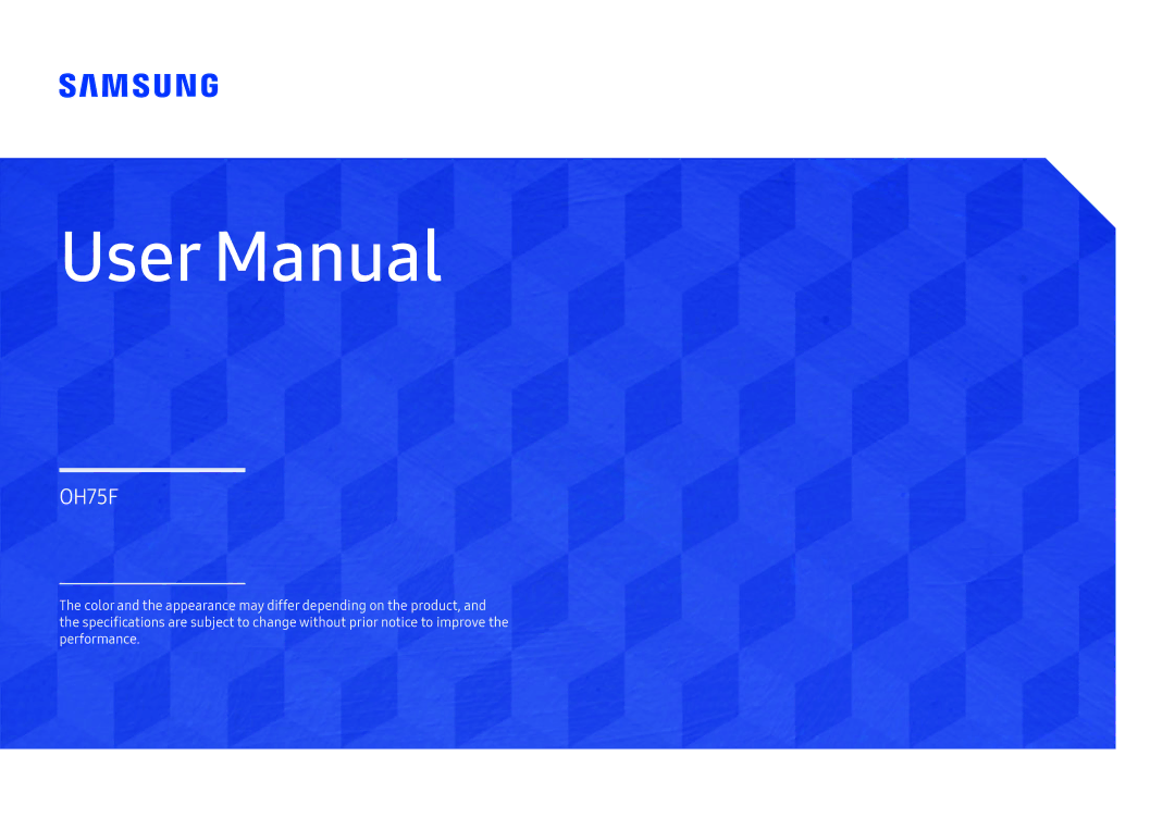 Samsung LH75OHFPLBC/XY, LH75OHFPLBC/EN manual OH75F 