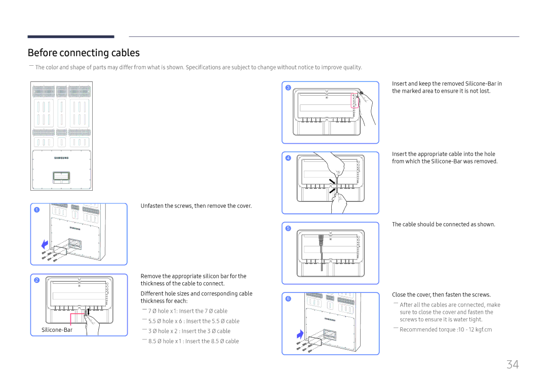 Samsung LH75OHFPLBC/EN, LH75OHFPLBC/XY manual Before connecting cables 