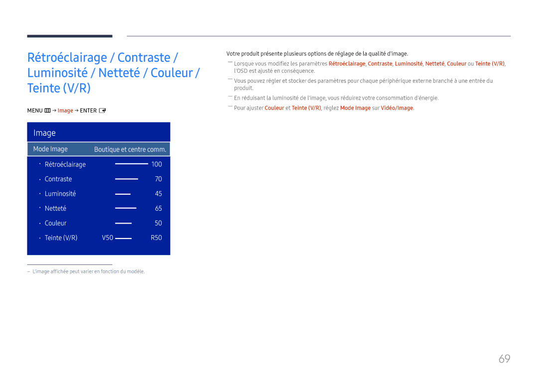 Samsung LH75OHFPLBC/EN manual Menu m → Image → Enter E 