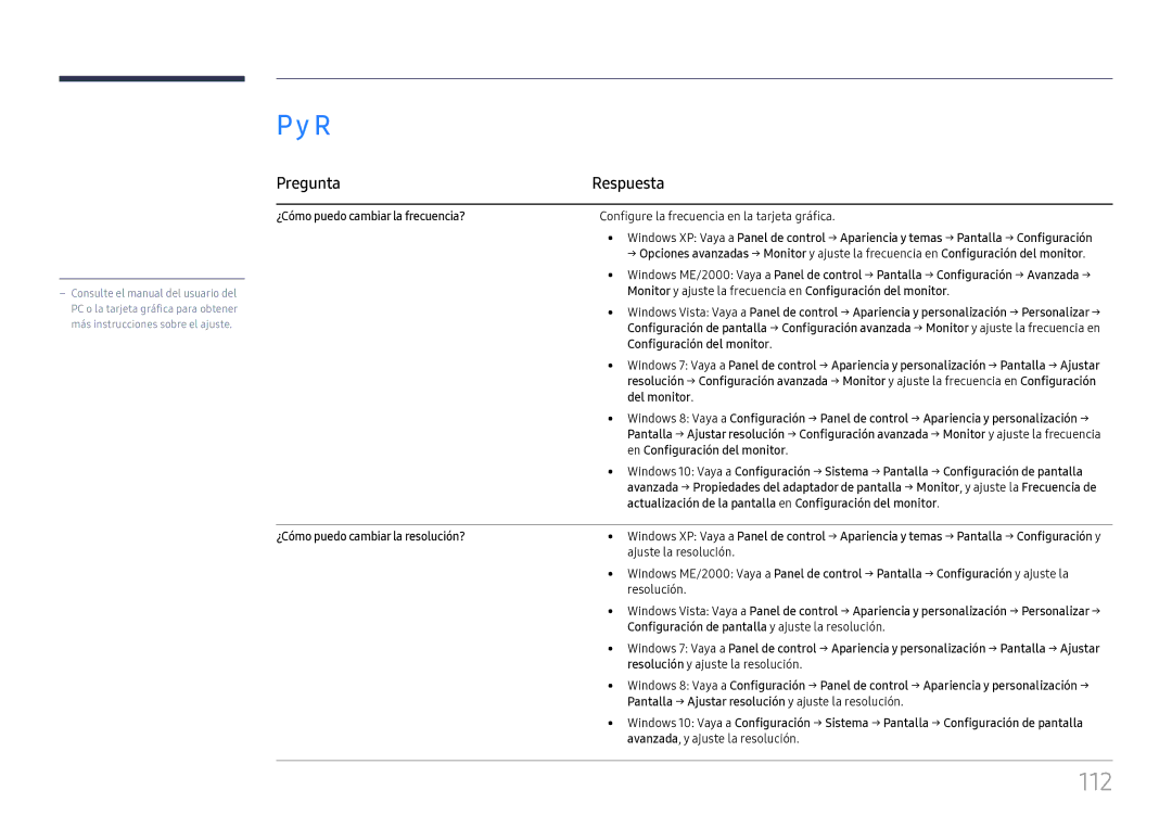 Samsung LH75OHFPLBC/EN manual 112, Pregunta Respuesta 