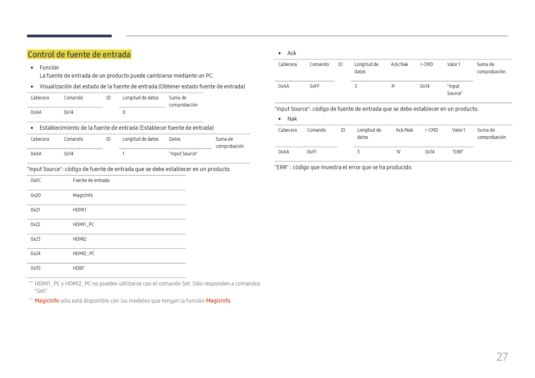 Samsung LH75OHFPLBC/EN manual Control de fuente de entrada 