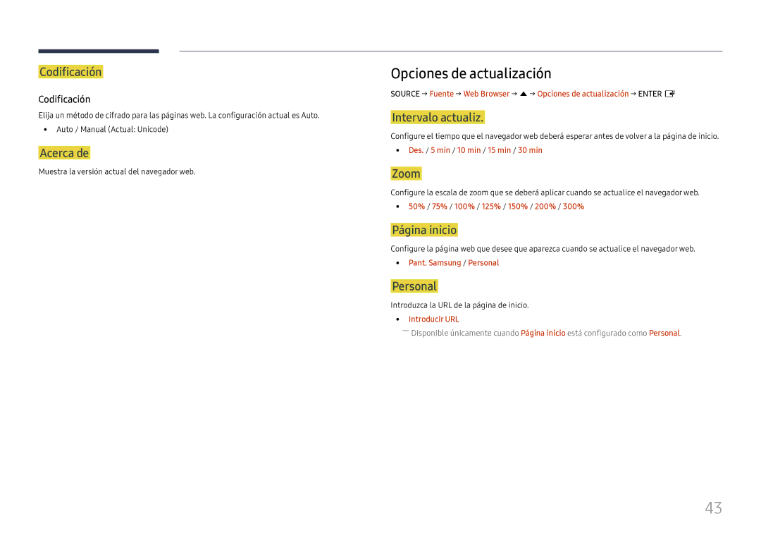 Samsung LH75OHFPLBC/EN manual Opciones de actualización 