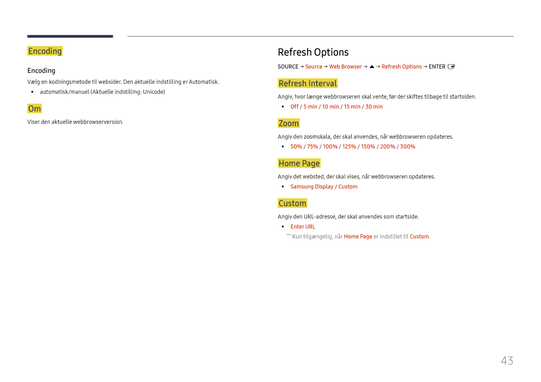 Samsung LH75OHFPLBC/EN manual Refresh Options 