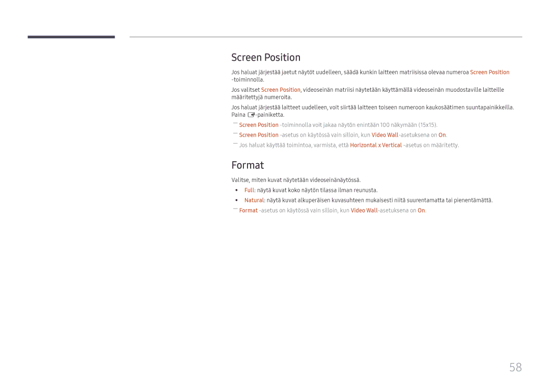 Samsung LH75OHFPLBC/EN manual Screen Position, Format 