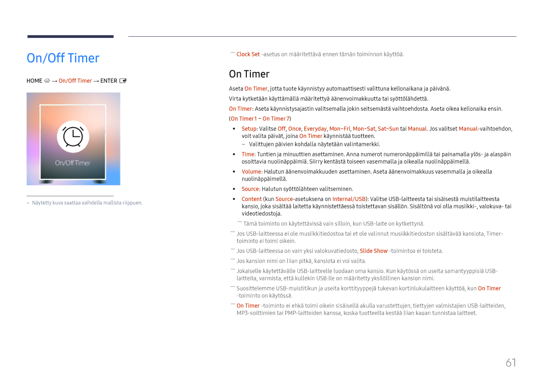 Samsung LH75OHFPLBC/EN manual On Timer, Home → On/Off Timer → Enter E 