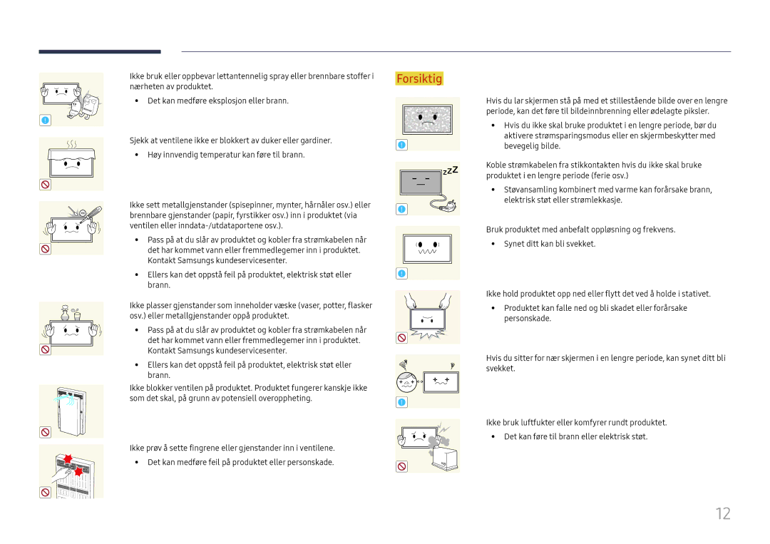 Samsung LH75OHFPLBC/EN manual Ventilen eller inndata-/utdataportene osv 