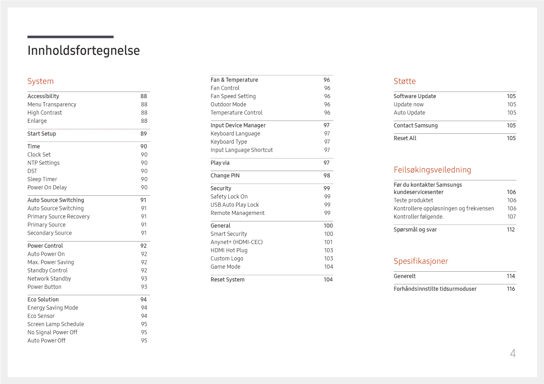 Samsung LH75OHFPLBC/EN manual Støtte 