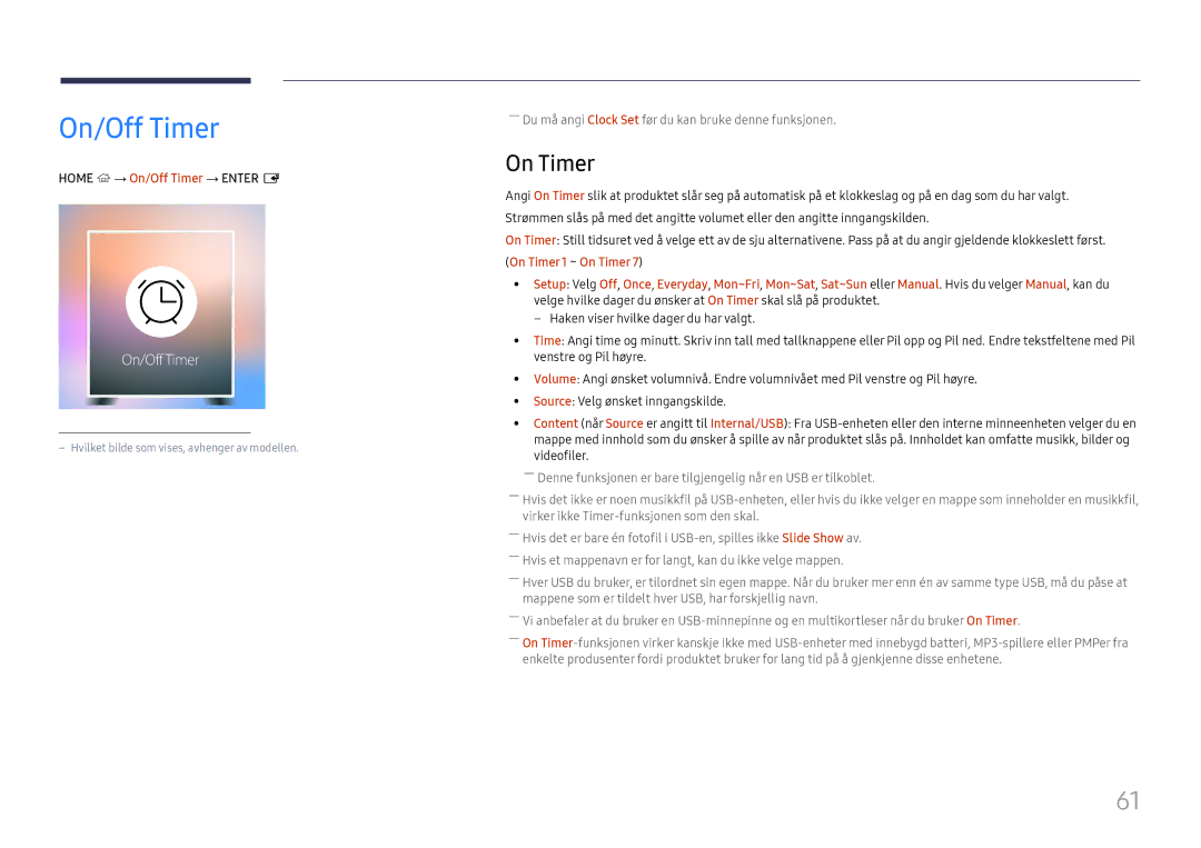 Samsung LH75OHFPLBC/EN manual On Timer, Home → On/Off Timer → Enter E 