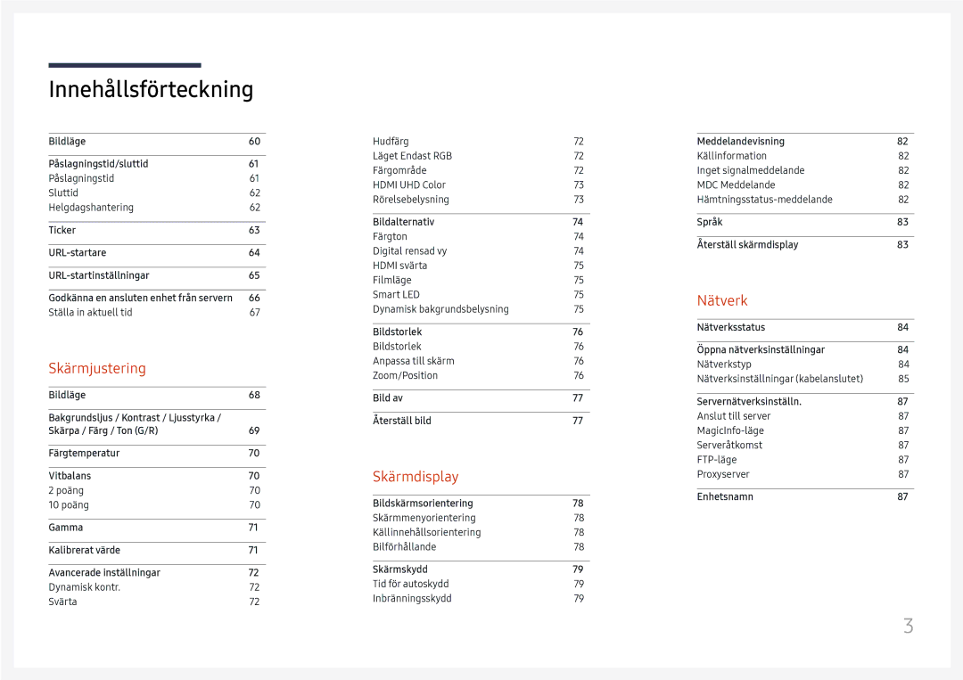 Samsung LH75OHFPLBC/EN manual Skärmjustering 