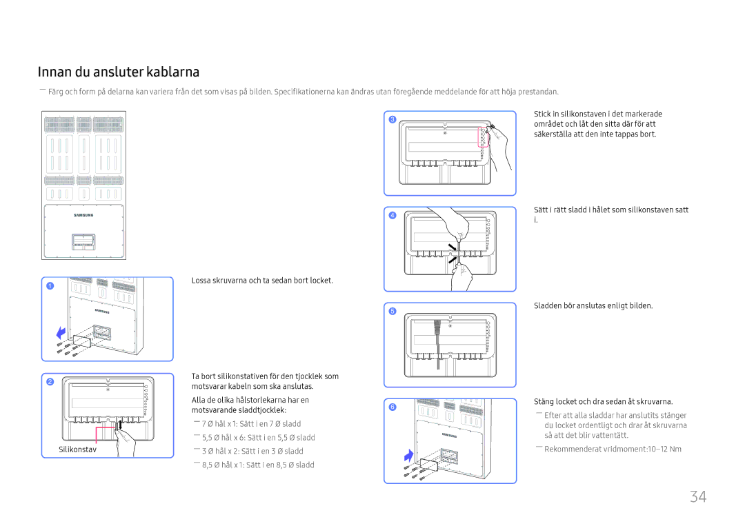 Samsung LH75OHFPLBC/EN manual Innan du ansluter kablarna 