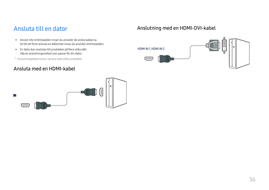 Samsung LH75OHFPLBC/EN manual Ansluta till en dator, Ansluta med en HDMI-kabel 