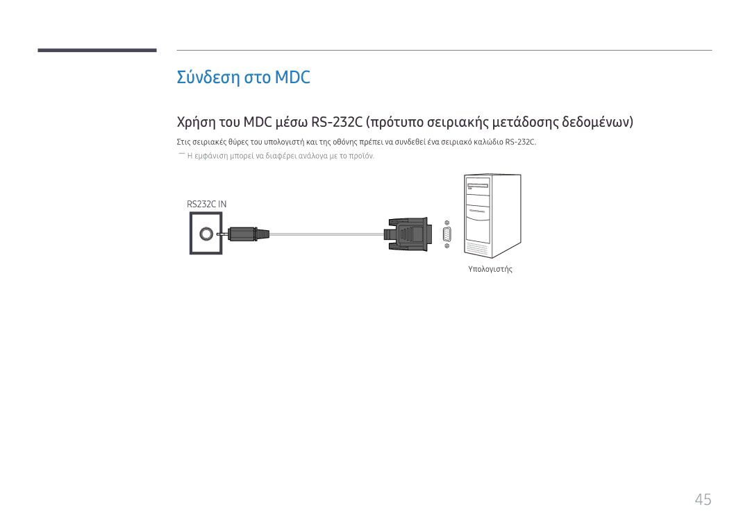 Samsung LH75OHFPLBC/EN manual Σύνδεση στο MDC 