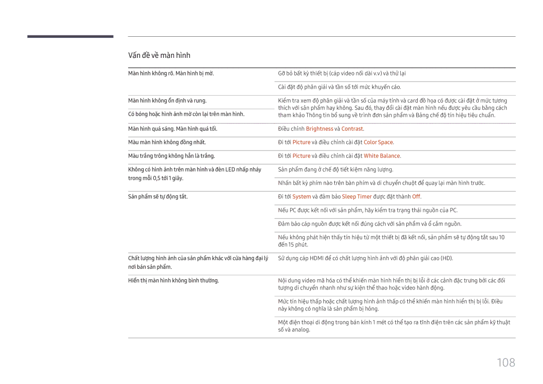 Samsung LH75OHFPLBC/XY manual 108, Điêu chỉnh Brightness và Contrast 