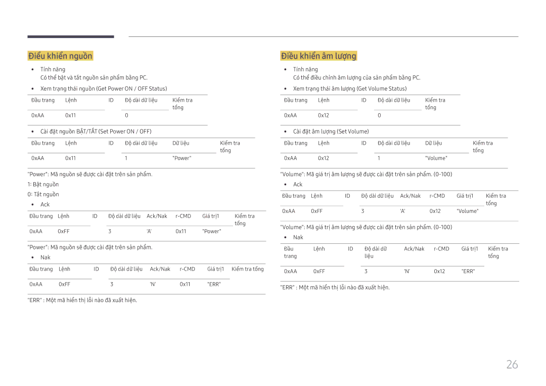 Samsung LH75OHFPLBC/XY manual Điểu khiển nguồ̀n, Điề̀u khiển âm lượ̣ng 