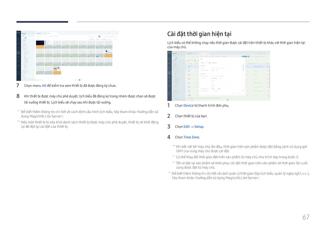 Samsung LH75OHFPLBC/XY manual Cài đăt thơi gian hiên tại, Chon Edit → Setup Chon Time Zone 