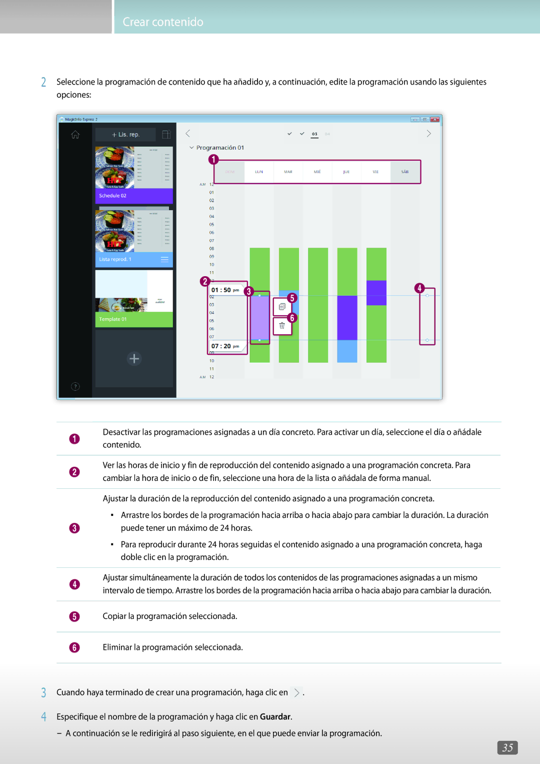 Samsung LH49RMHELGW/EN, LH75QBHRTBC/EN, LH65QBHRTBC/EN, LH65QBHPLGC/EN, LH75QBHPLGC/EN, LH49DBJPLGC/EN manual Crear contenido 