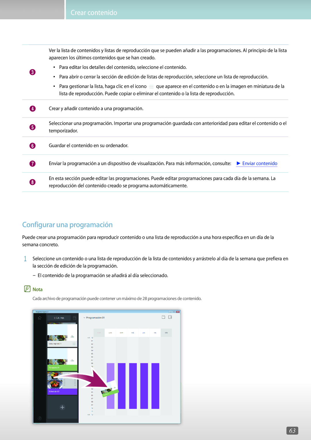 Samsung LH75QBHRTBC/EN, LH65QBHRTBC/EN, LH65QBHPLGC/EN, LH75QBHPLGC/EN, LH49DBJPLGC/EN manual Configurar una programación 