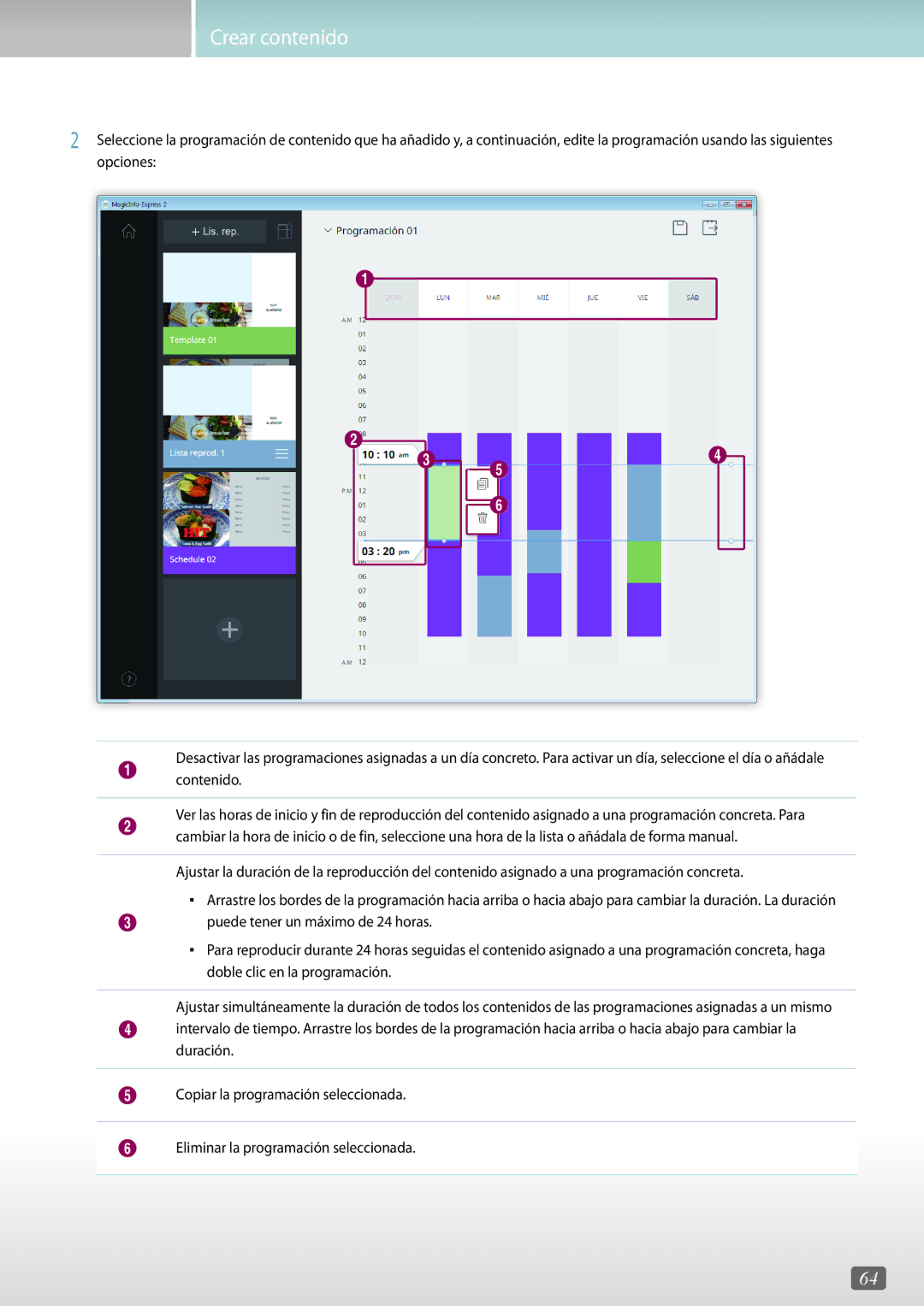 Samsung LH65QBHRTBC/EN, LH75QBHRTBC/EN, LH65QBHPLGC/EN, LH75QBHPLGC/EN, LH49DBJPLGC/EN, LH49DCJPLGC/EN manual Crear contenido 