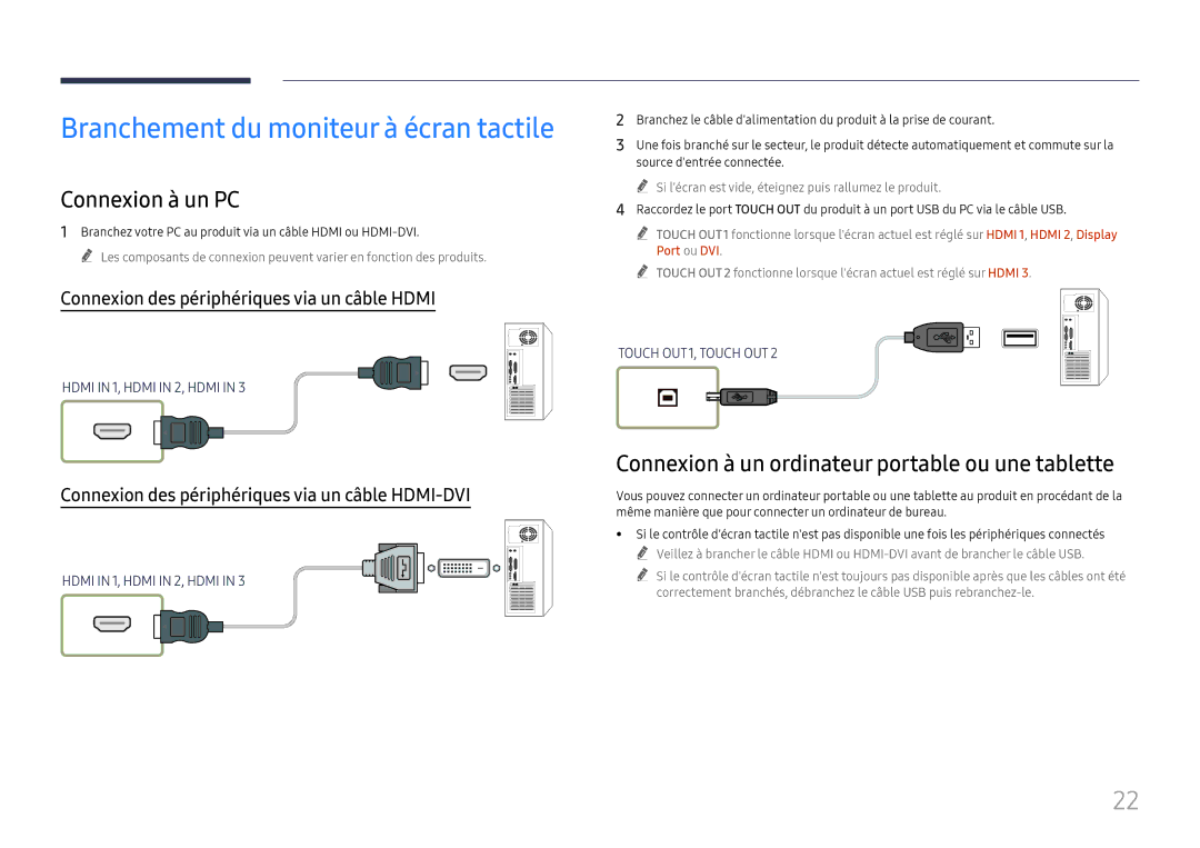 Samsung LH75QBHRTBC/EN, LH65QBHRTBC/EN manual Connexion à un PC, Connexion à un ordinateur portable ou une tablette 