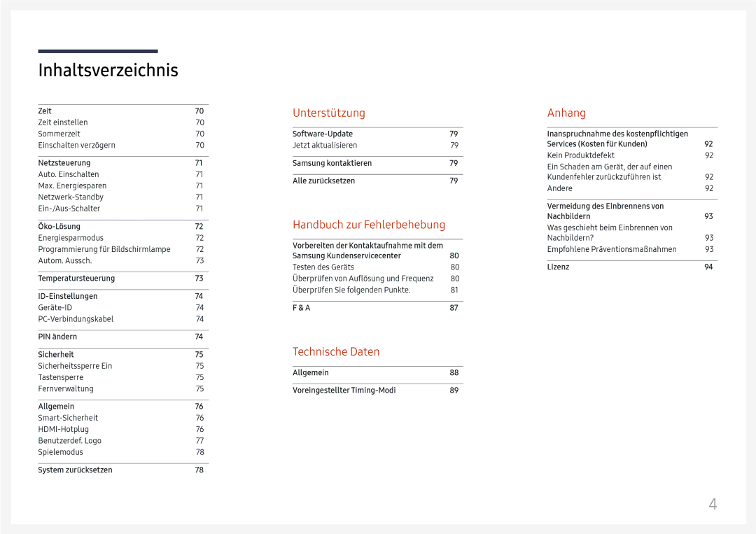 Samsung LH75QBHRTBC/EN, LH65QBHRTBC/EN manual Unterstützung 