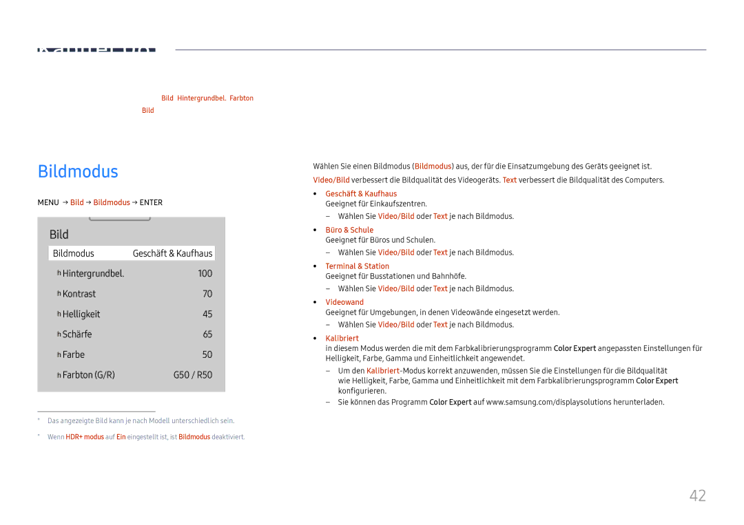 Samsung LH75QBHRTBC/EN, LH65QBHRTBC/EN manual Bildschirmanpassung, Bildmodus 